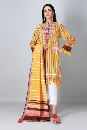 Khaadi Mlk20402 Yellow Winter Collection 2020